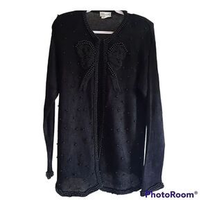 Eminent Beaded Bow Cardigan Sweater